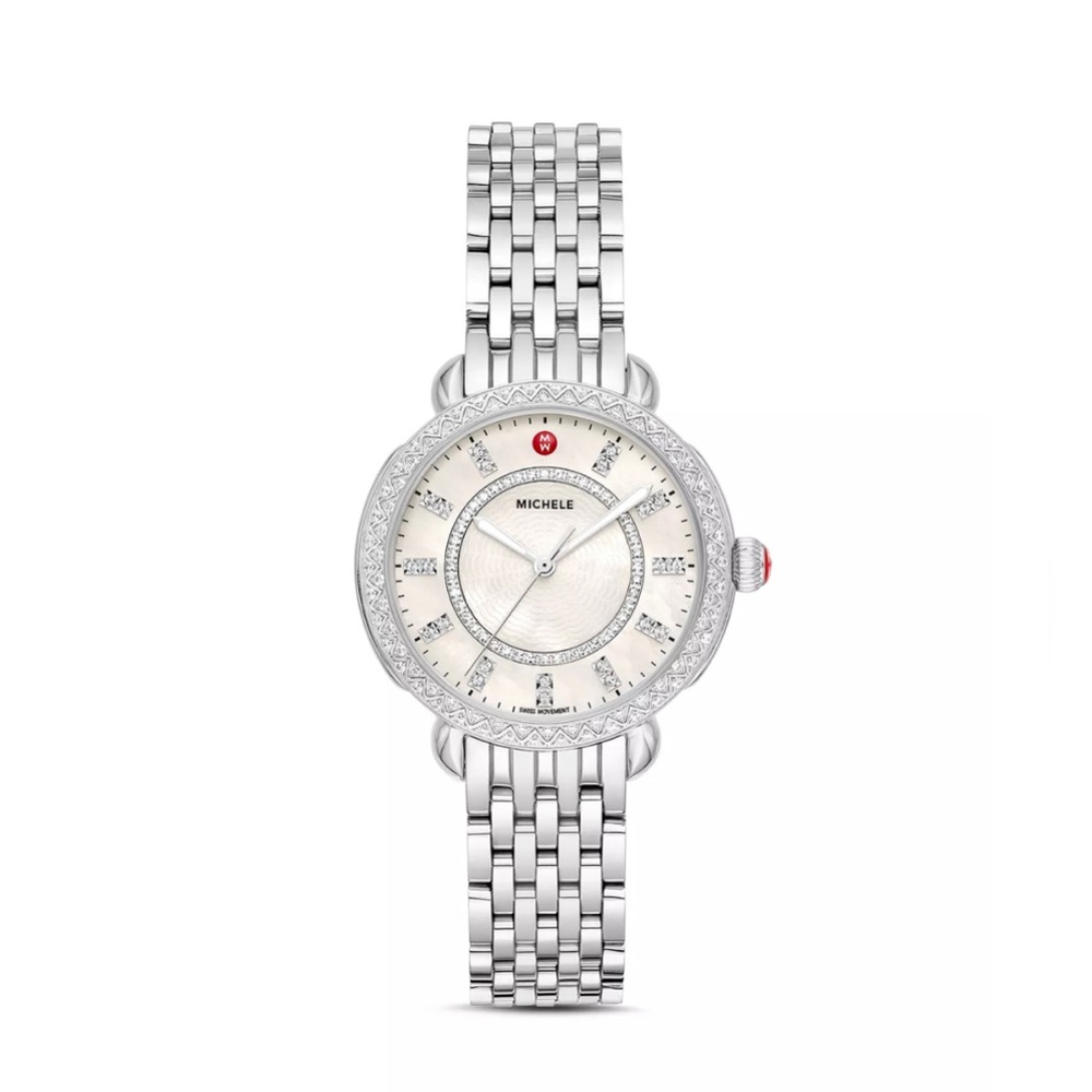 Michele Sidney Classic Stainless Steel Diamond Watch